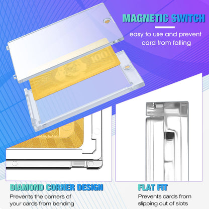 SATINIOR 15 Pcs 100 Pt Magnetic Card Holder, Holder Case Clear Protectors for Thick Baseball Football Hockey Cards