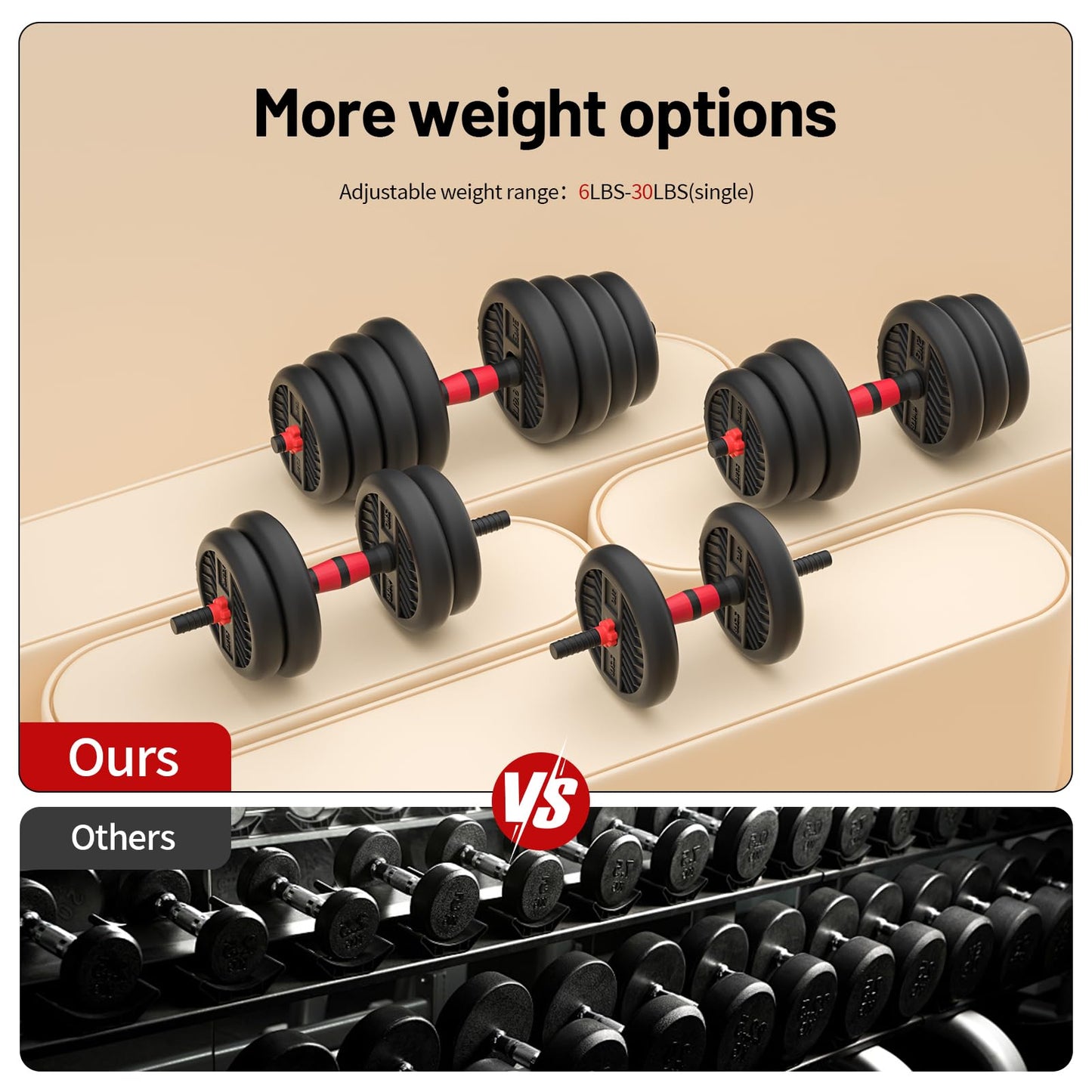 Adjustable Dumbbell, 20/30/40/60/80lbs Dumbbells Set, 4-in-1 Free Weights for Women/Men Workout Equipment Used as Barbell/Kettlebells/Push up Stand for Home Gym