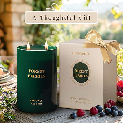 Goodpick Forest Berries Candles, Scented Candles for Home, 22oz Soy Wax, Long Burning 120hrs, Juicy Fruity Living Room Gift