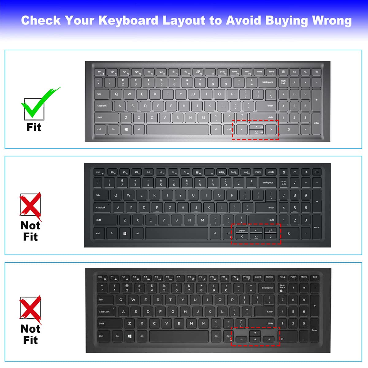 Keyboard Cover for 2026 2025 Dell 15 Laptop DC15250 DC15255 15.6" Dell Inspiron 15 3510 3511 3515 3525 3530 3535 5510 5515 5518 7510 15.6", Vostro 3510 3520 3530 5510 5515 15.6, Inspiron 7610