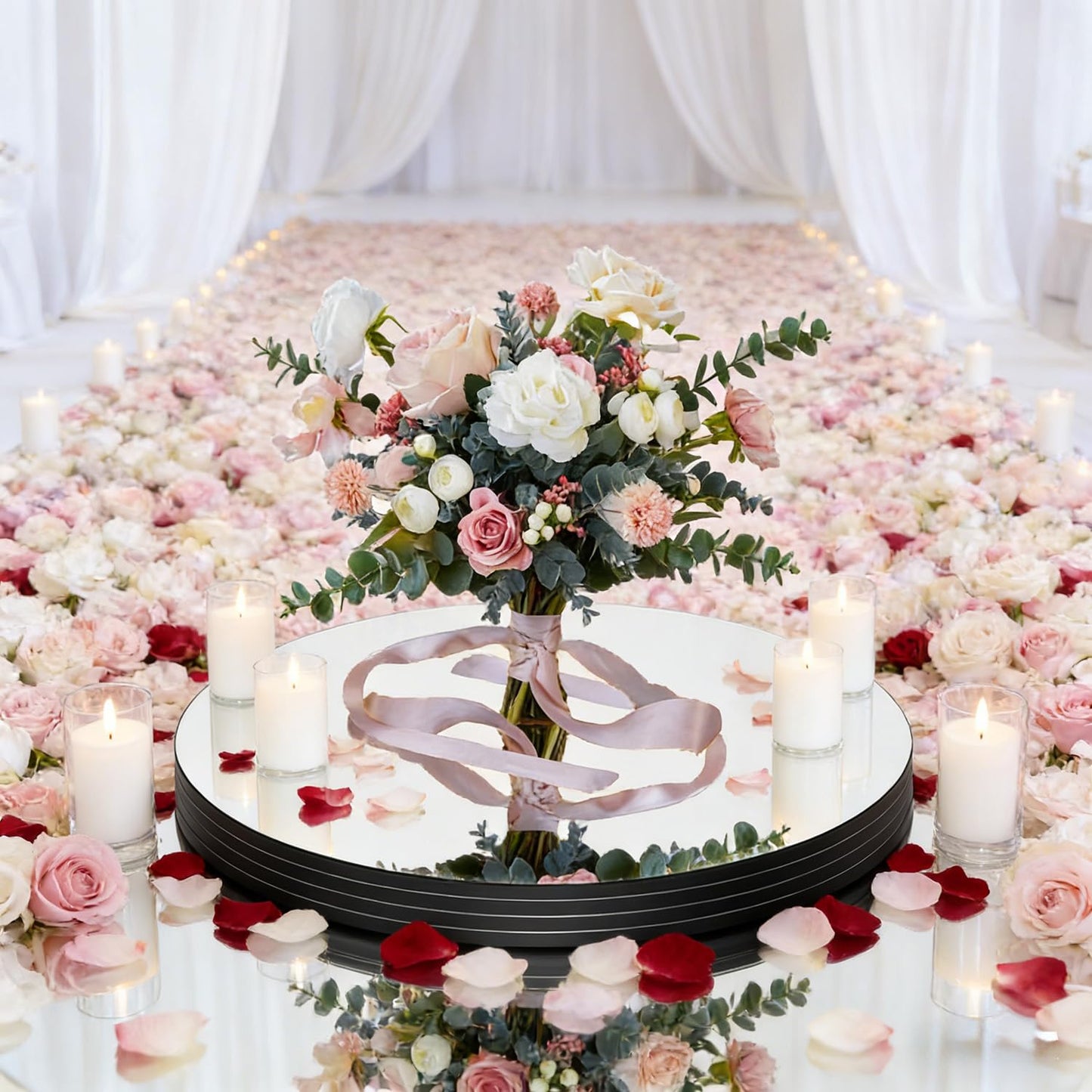 Ranyitdf Flexible Round Mirrors for Centerpieces for Tables, Round Mirrors Trays Plates for Centerpieces,Wedding Anniversary Christmas Valentine Christmas Party Decorations. (4, 12inch/30cm)
