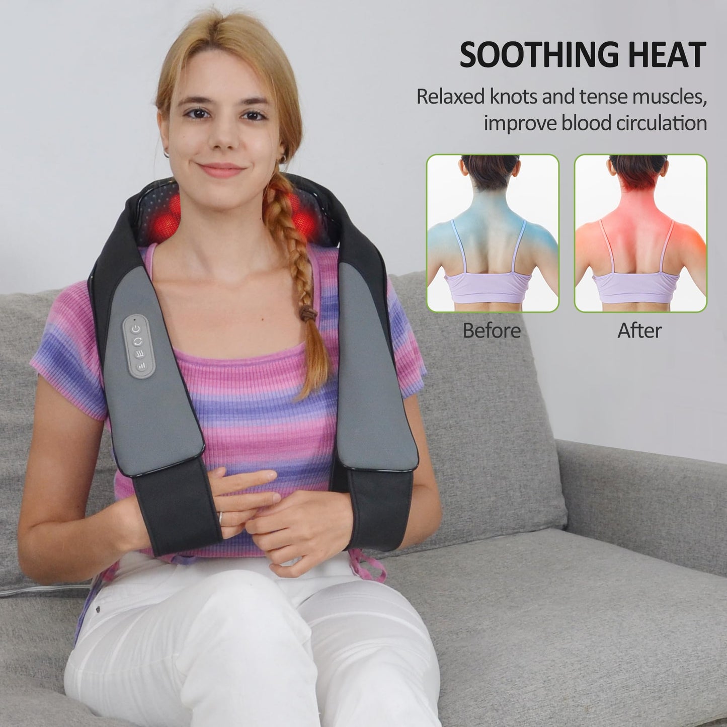Snailax Cordless Neck Back Massager with Heat - Shiatsu Kneading Back Shoulder Massager Deep Tissue, Portable Massagers for Lumbar, Foot Electric Massage Pillow, Gifts for Men/Women