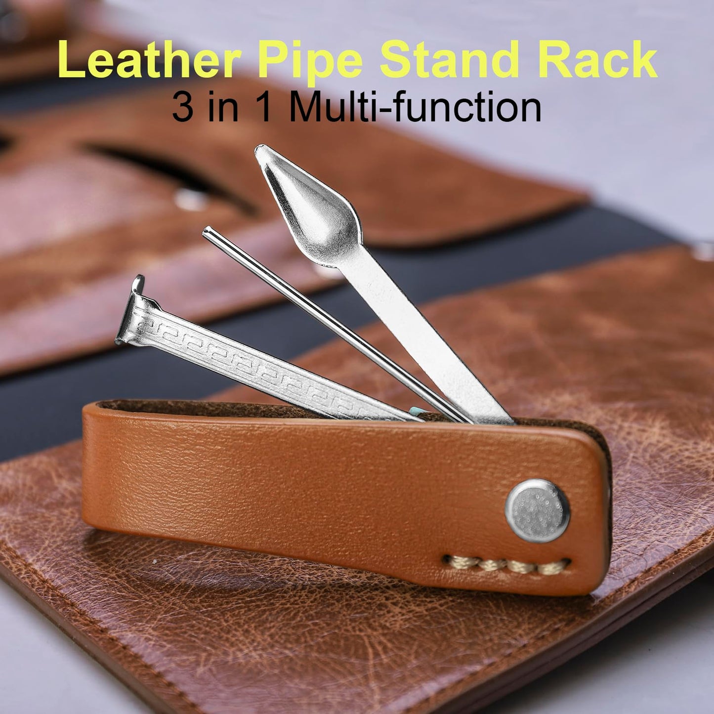 Yannabis Tobacco Pipe Pouch Bag Organize Case 2 Pipe Tool Holder with Leather Pipe Stand