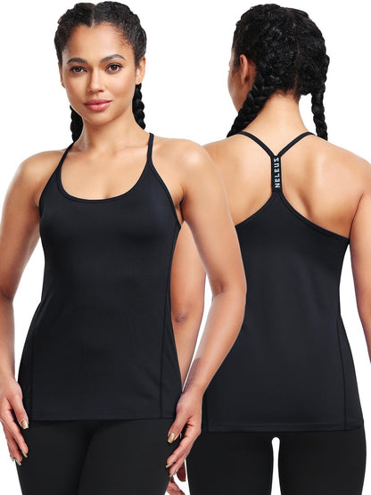 NELEUS Women's Running Tank Tops Racerback Athletic Workout Yoga Shirts,3 Pack,Black/Grey/White,US XL,EU 2XL