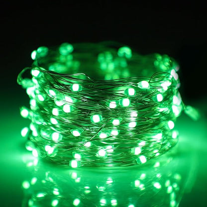 Mandiq 4 Pack Fairy Lights Battery Operated, String Lights 10ft 30 LEDs, Flashing and Constant Light Mode, Silver Wire Mini Lights for Festival, Christmas Decoration, Green