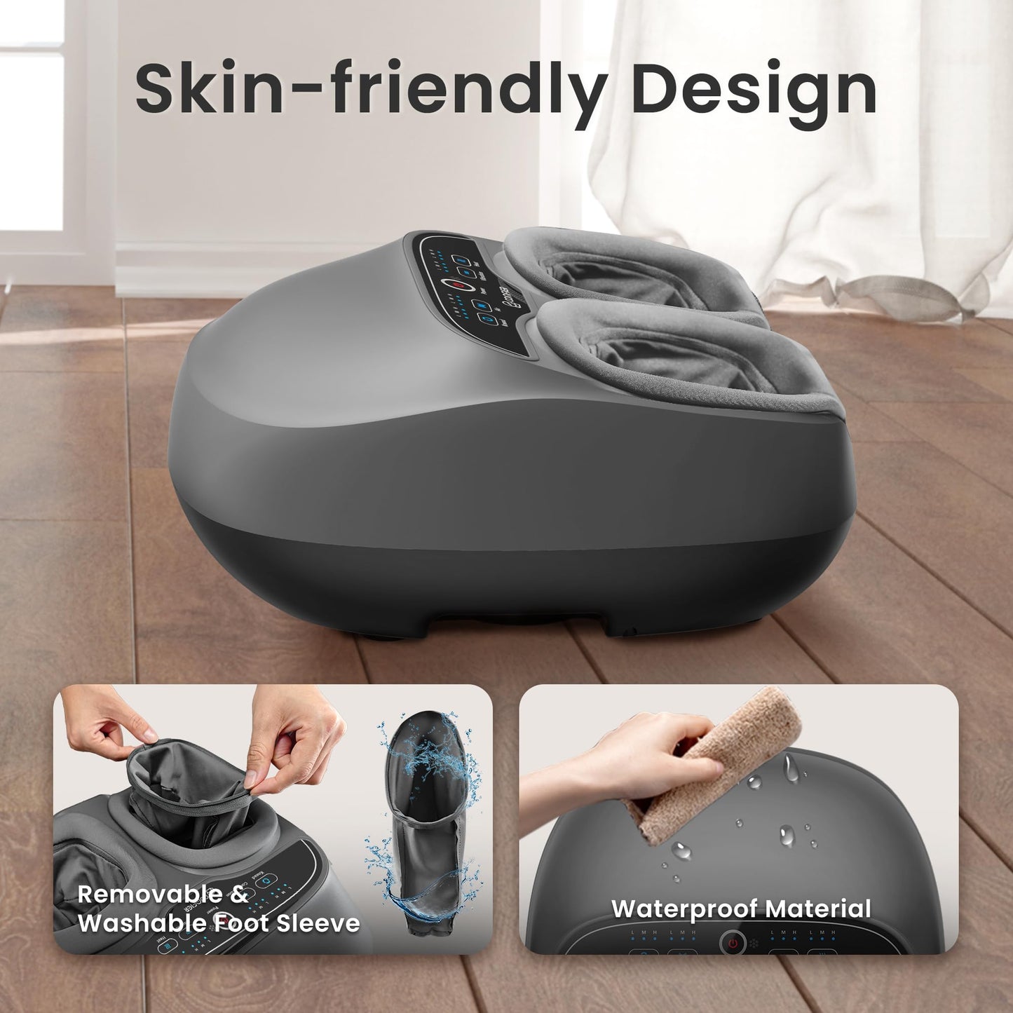 COMFIER Foot Massager with Heat,Kneading,Vibration,Compression,Pause Function,Shiatsu feet Massager for Plantar Fasciitis Neuropathy, Gifts for Him/Her,Remote Control,Size 13