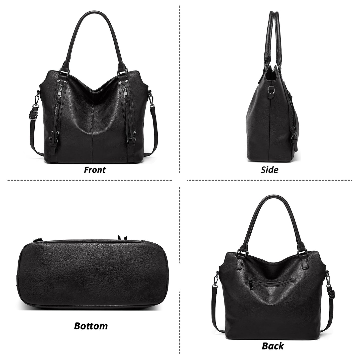 TANTOMI Tote Handbags for Women Black Hobo Handbags Purse and Handbags Shoulder Crossbody Bags for Work Travel Everyday