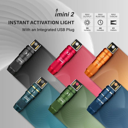 OLIGHT IMINI 2 EDC Rechargeable Keychain Flashlight, 50 Lumens Compact and Portable Mini LED Keyring Lights with Built-in Battery Ideal for Everyday Carry and Emergencies (OD Green)
