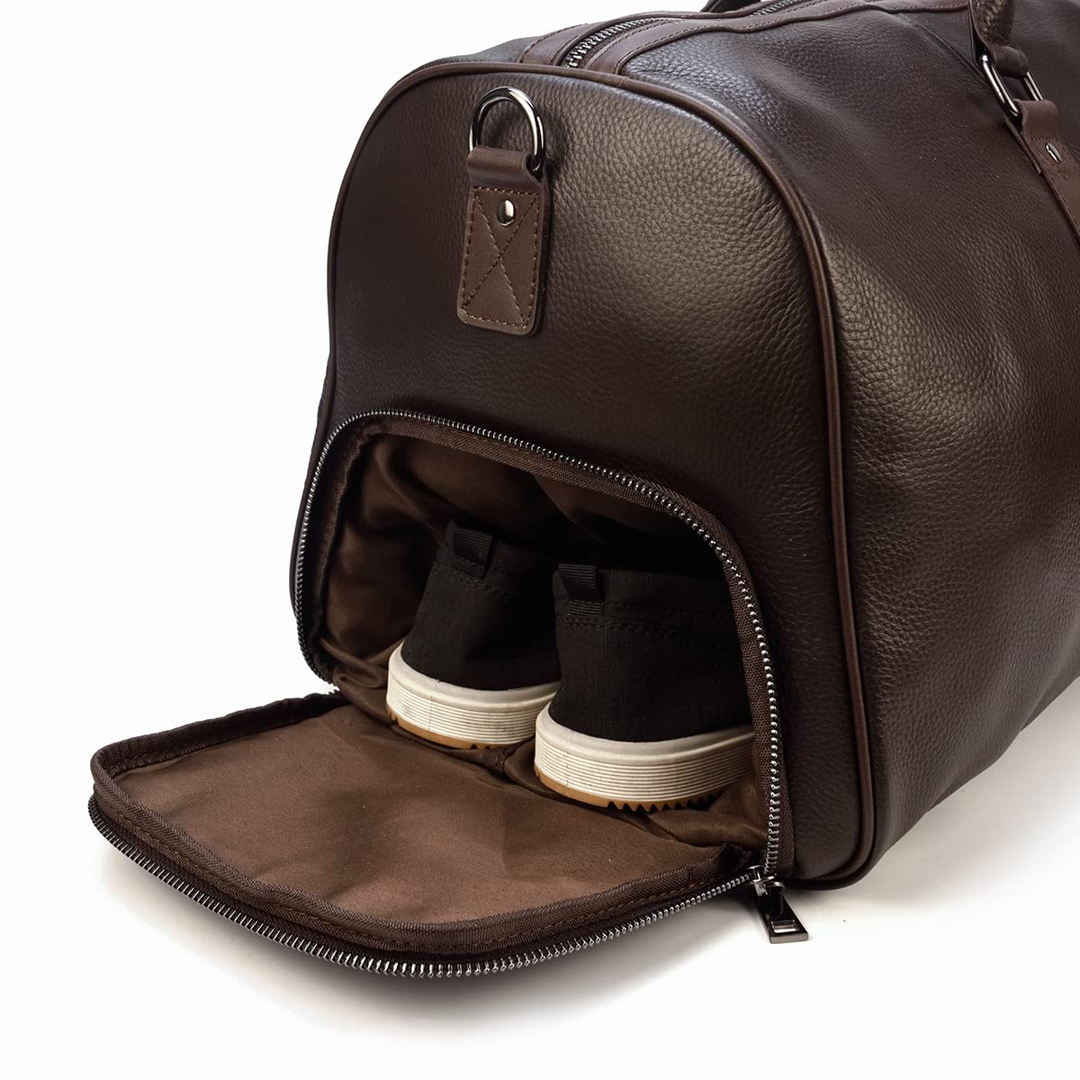 Genuine Leather Travel Duffel Bags for Men and Women Leather Overnight Weekend Bags Sports Gym Duffle, 9423 Brown
