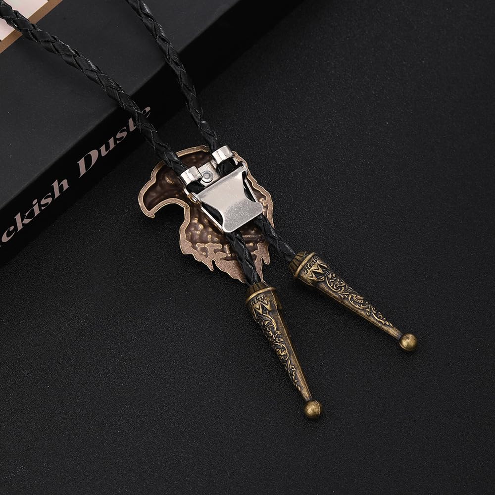 HLYMPONY 250th Anniversary of USA Bolo Tie, Western Cowboy Eagle Patriotic Gift for Men (Bronze)