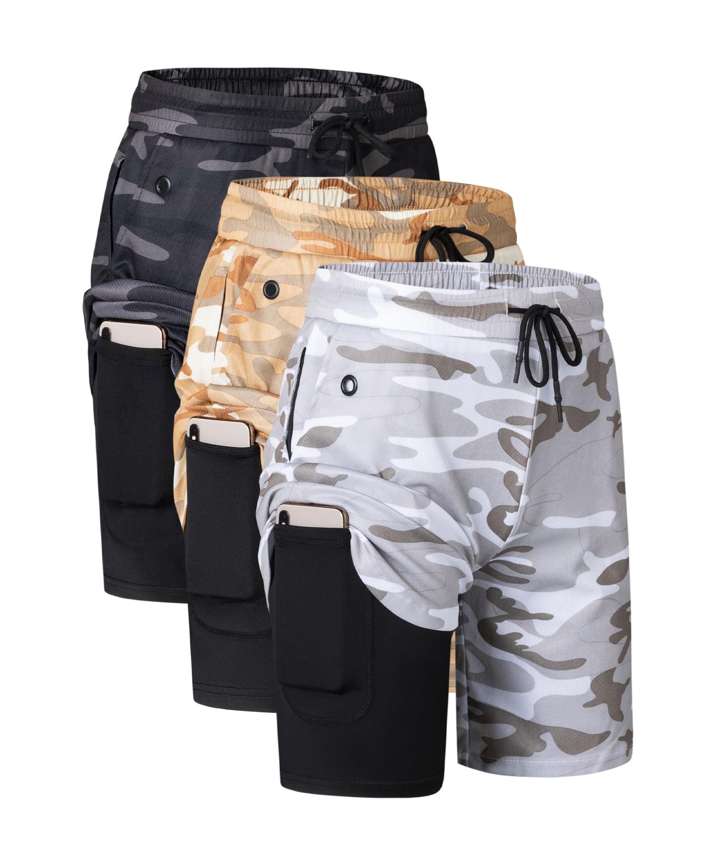 JWJ Mens 2 in 1 Running Shorts Quick Dry Gym Athletic Workout Clothes with Side Pockets