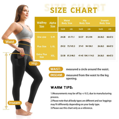 Walifrey Leggings with Pockets for Women 3 Pack, High Waist Womens Leggings (Black LXL)