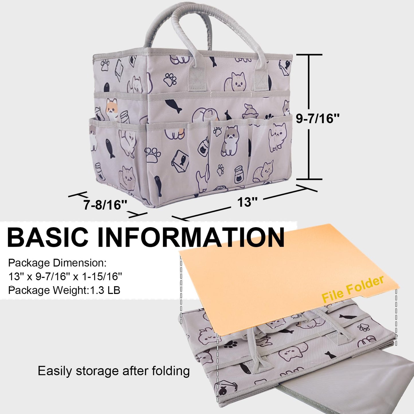 Cupohus Craft Organizer Tote Bag – Art Organizer, Craft Caddy with Multiple Pockets, Large Capacity Supply Storage Bag for Sewing, Knitting, Painting, and Travel (Pet Prints)