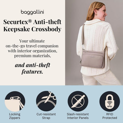 Securtex Anti-Theft Keepsake Crossbody - 9.8”x7”x1.9" Travel Safe Bag w/Locking Zippers, Slash-Resistant, RFID
