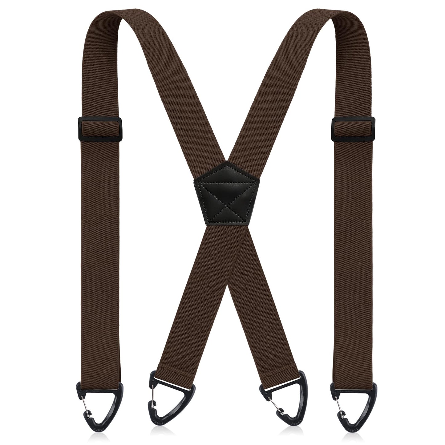 Sintege X Back Hidden Suspender Heavy Duty Work Suspenders 1.5 Inches Hook Suspenders Under Clothing for Men Women(Brown)