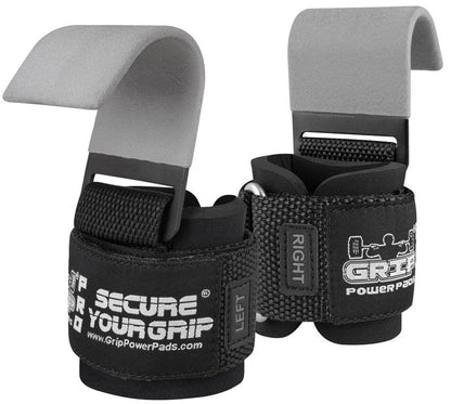 Weight Lifting Hooks Heavy Duty PRO Lifting Wrist Straps Deadlift Straps Power Lifting Grips Weightlifting Gym Gloves Men & Women (Gray, Men-Wrist Size Large)