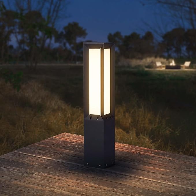 Solar Landscape Path Light, 32 Inches Modern Outdoor Bollard Lighting, Aluminum 3W 350LM Luxury LED Lights for Lawn, Patio, Courtyard and Driveway Decoration