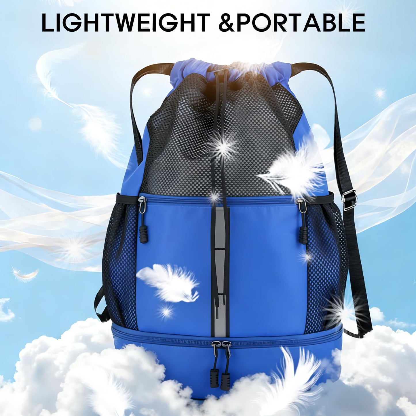 Wavathan Drawstring Backpack，Soccer Bag with Shoe Compartment，Basketball Backpack ，Football Drawstring Bag