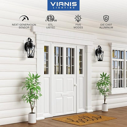VIANIS Outdoor Motion Sensor Light, Brown Exterior Lighting Fixtures, Oil Rubbed Bronze Outside Lights for House, Waterproof Outdoor Lanterns for Porch, Anti-rust Dusk to Dawn Sensor Wall Mount Sconce