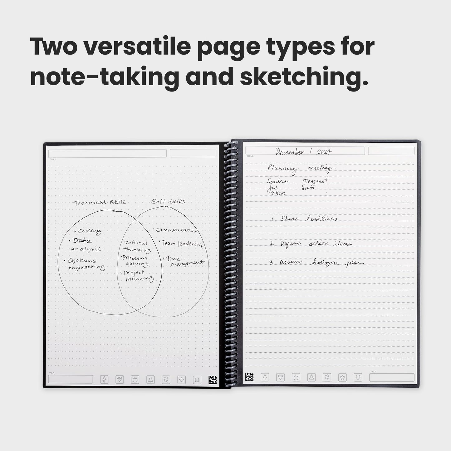 Rocketbook Fusion Reusable Undated Productivity Planner, Letter Size 8.5x11, Gray - Goals, Monthly and Weekly Calendar, Daily To-do List, Lined and Dotted Notes Pages