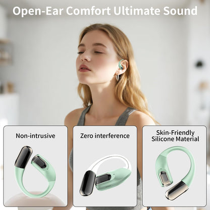 GALAAL Wireless Sport Earbuds Bluetooth Headphones,Lightweight Earbuds with Ear Hooks,Bluetooth5.4 Wireless Earphones,25H Playtime, IPX4 Waterproof Running Headphones for Gym(Green)