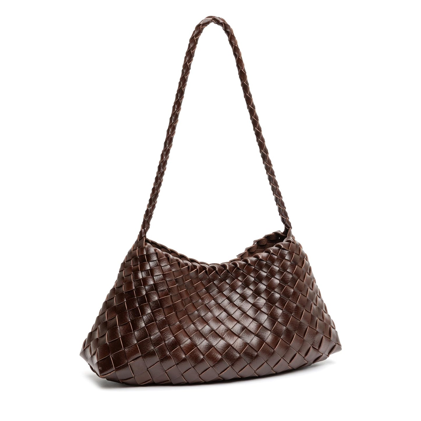 Woven Underarm Shoulder Bag For Women Trendy Small Handbag Ladies Purse Hobo Bag (Coffee)