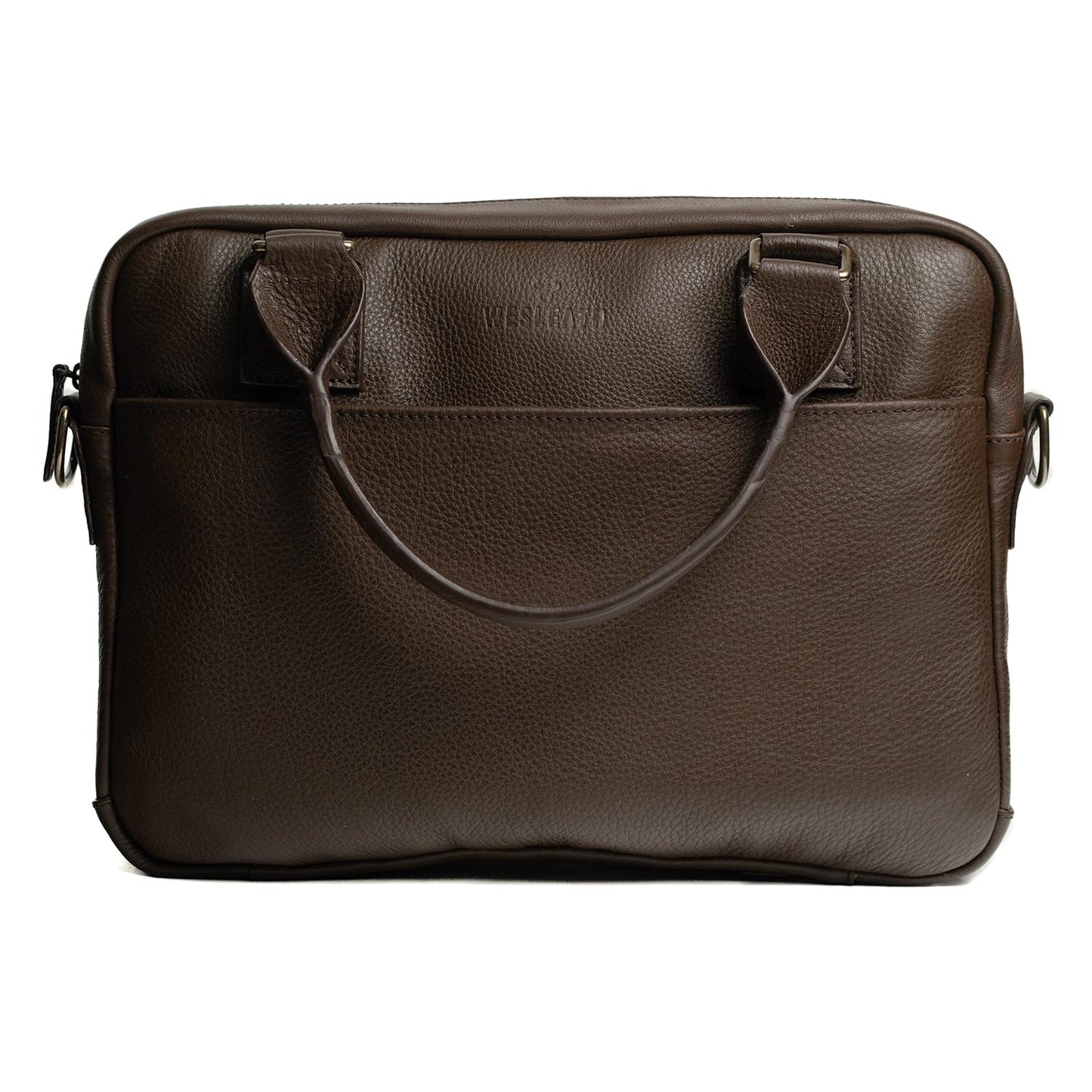 WESLEATH Full Grain Leather Briefcase | Elegant Handmade Leather Briefcase for Men, Perfect for Work and Business. (Chocolate)