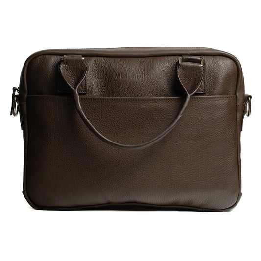 WESLEATH Full Grain Leather Briefcase | Elegant Handmade Leather Briefcase for Men, Perfect for Work and Business. (Chocolate)
