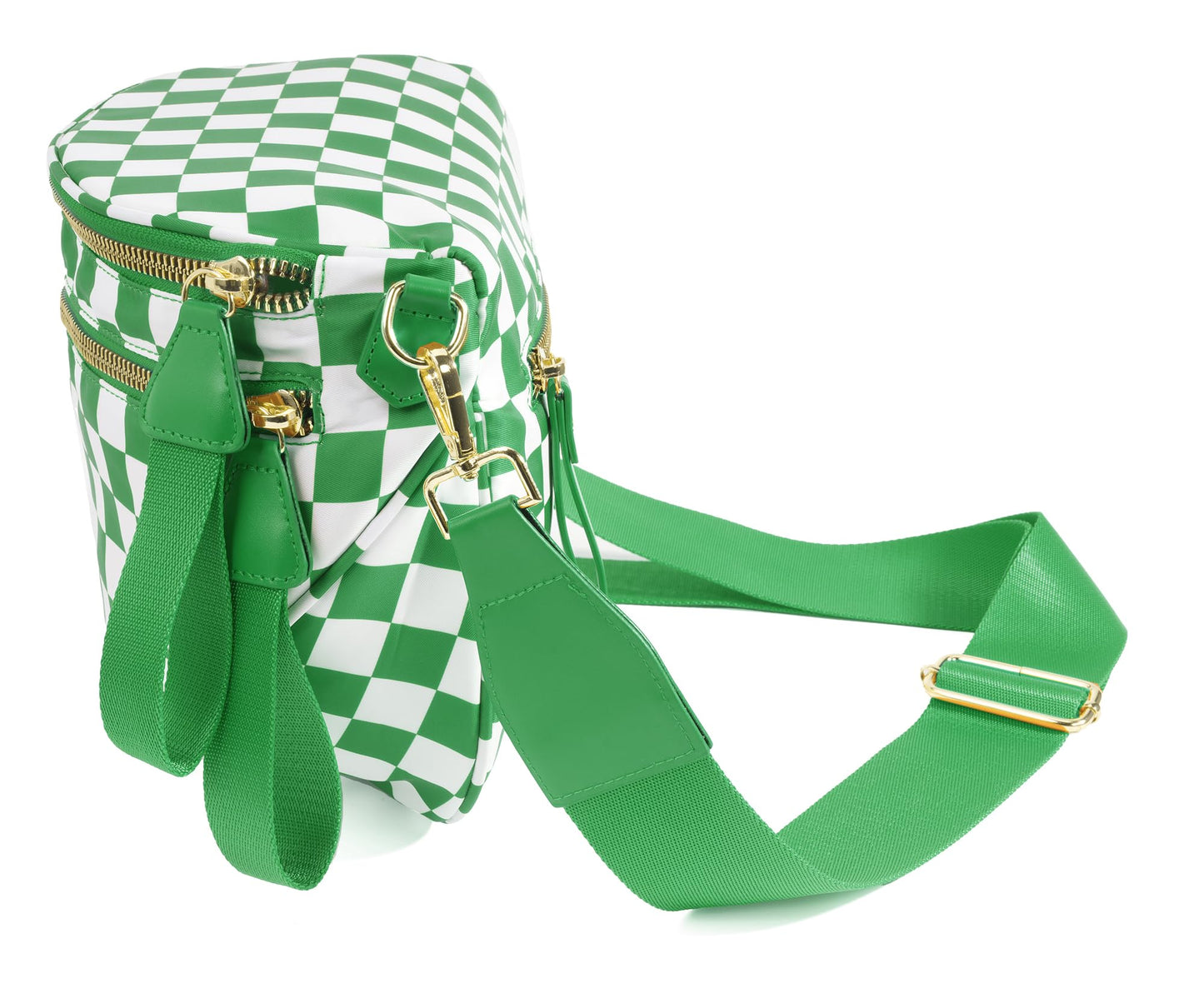 Spacious Checkered Nylon Crossbody Bag Bum Bag Checkered Handbags Wallets for Women