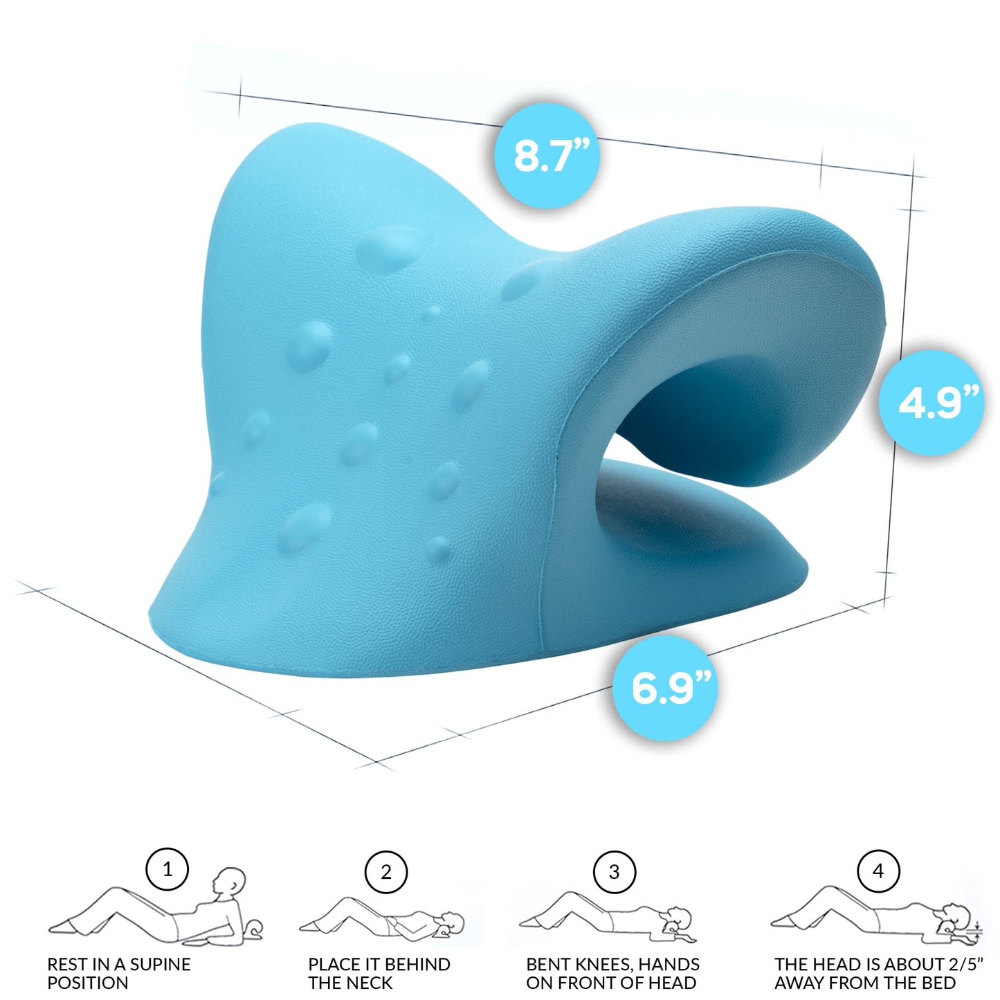 Neck Stretcher Cervical Traction, FSA HSA Eligible, Neck and Shoulder Relaxer for Pain Relief, Ergonomic Neck Pillow, Neck Hump Corrector, Cervical Spine Alignment, Neck Curve Corrector (Light Blue)