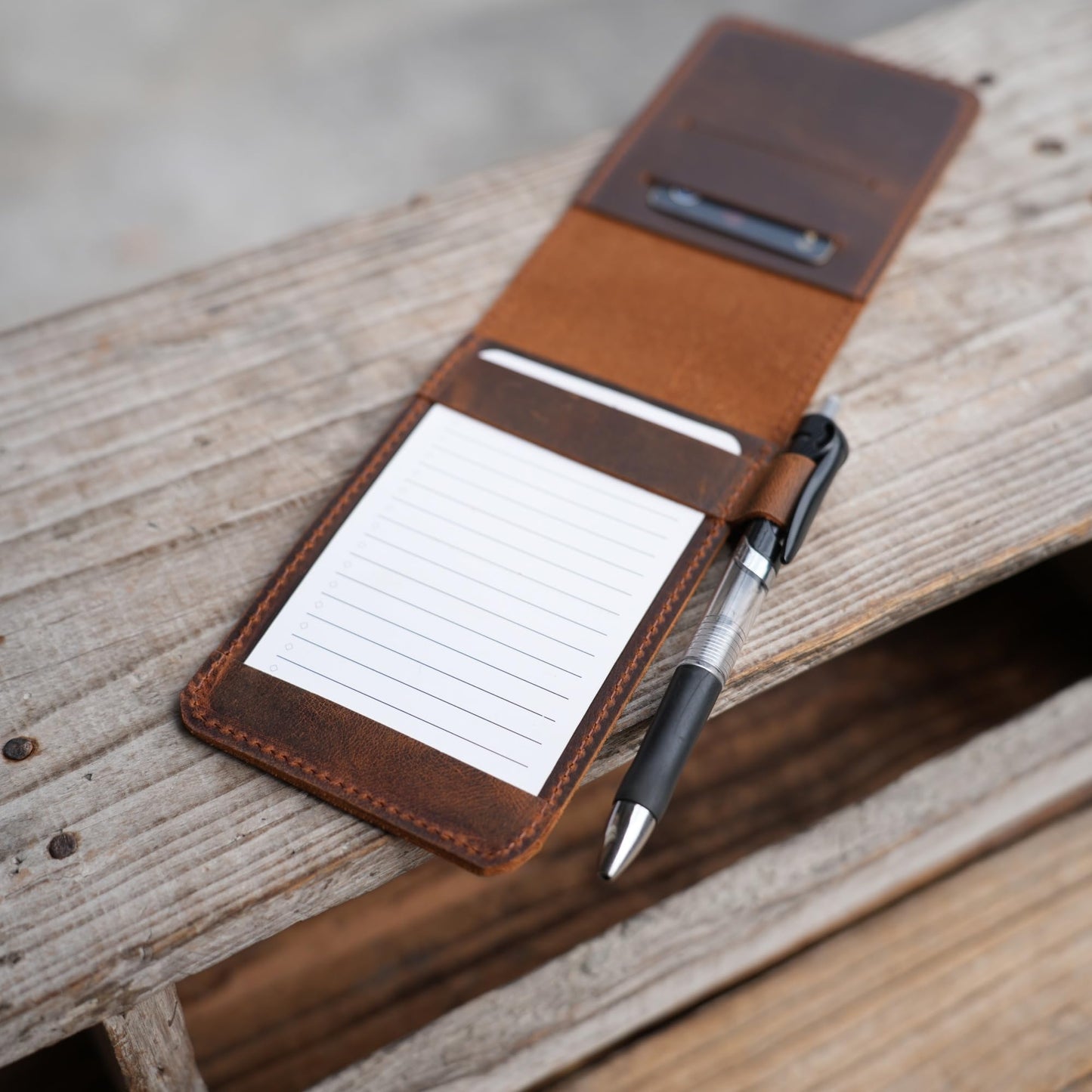JJNUSA Genuine Leather Notepad Cover For Mini Pocket Notebook 3" X 5", Leather Cover For Rite In The Rain Top-Spiral Notebook,Travel Index Cards 3 x 5 Cover Holder Jotter 3" x 5" (Brown2)
