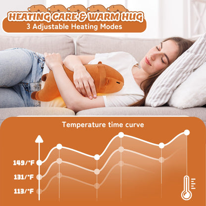 Electric Heating Pad for Period Cramps, Cuddly Soft 14" Capybara Plush with a Hot Soft Belly USB Powered, Menstrual Heating Pad Neck Shoulder Pain Relief, Gift for Women Daughter Wife