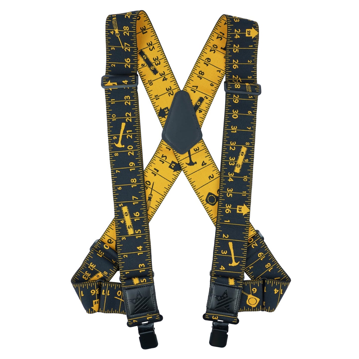 KUNN Men's Suspenders Heavy Duty 2 Inch Side Clip Adjustable Elastic Braces Truck Style Work Suspender,Black Rule