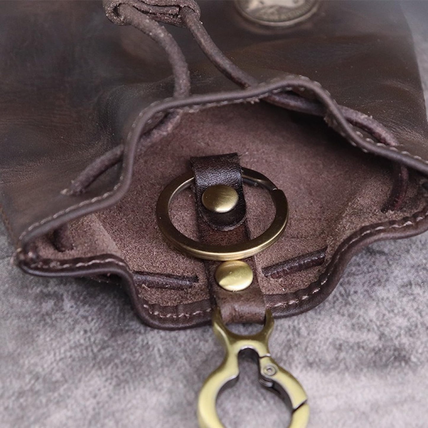 Simple Cowhide Retro Storage Bag 2025 New Leather Drawstring Coin Purse Small Purses Wallets for Women Man Leather Coin Pouch Change Purse Mini Coin Purse Keychain Wallet Mens Coin Pouch (Brown)