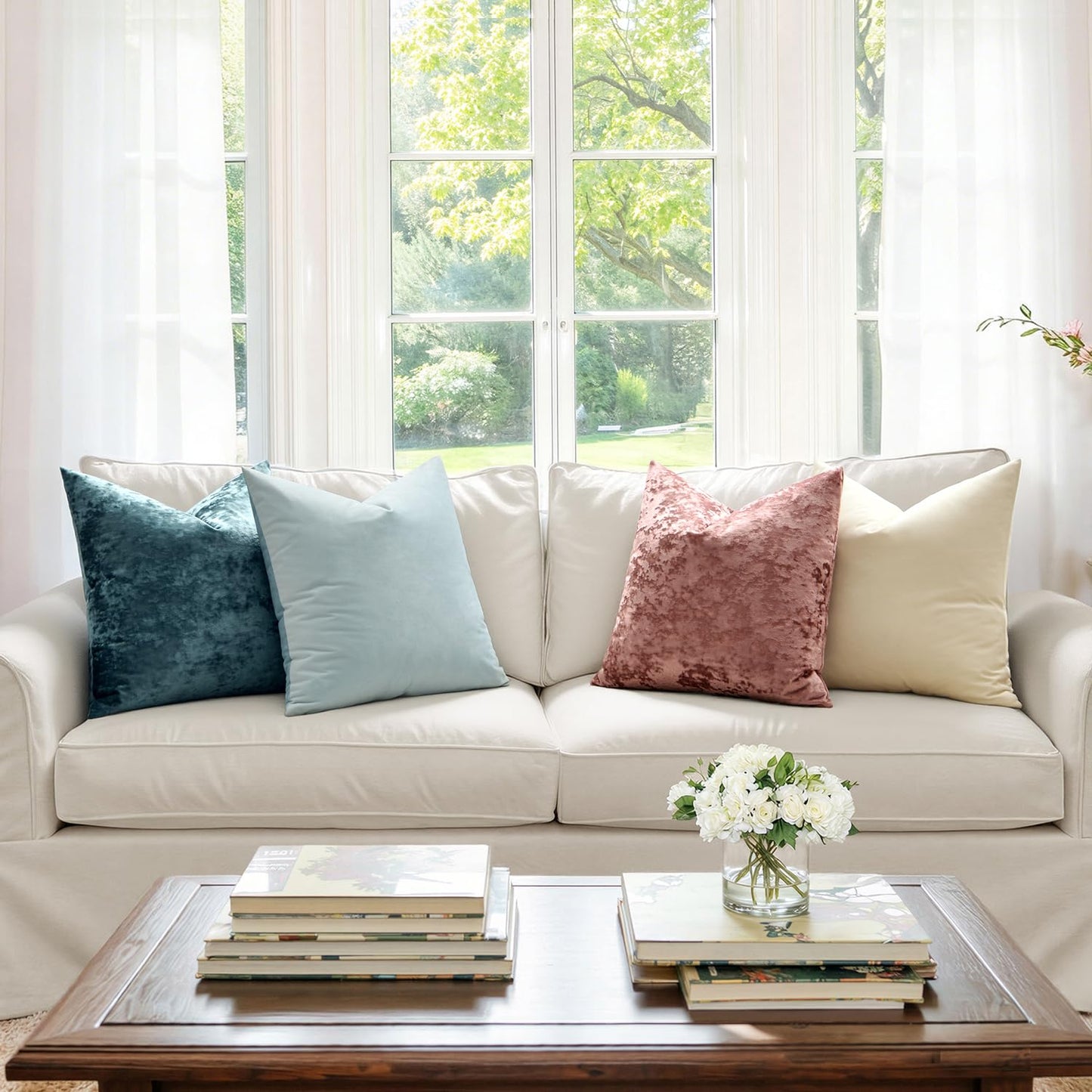 MIULEE Velvet Throw Pillow Covers Set of 2, Soft Neutral Decorative Valentine Spring Pillow Cases with Luxurious Textured Cushion Covers for Home Decor Couch Sofa Bed,Dusty Rose Pink 18x18 inch