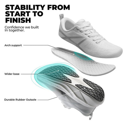 ALLSWIFIT Women's Road Running Shoes Cushion Tennis Shoes Non-Slip Comfortable Lightweight Gym Workout Athletic Arch Support Walking Sneakers Active5K,Size 7,White,AWUMRS2503