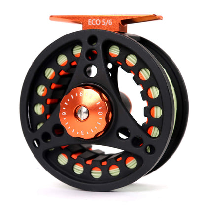 M MAXIMUMCATCH Maxcatch ECO Pre-Loaded Fly Fishing Reel Aluminum Body with Fly Line, Backing, Leader(3/4wt 5/6wt 7/8wt) (Black ECO Reel with Line, 5/6 wt)