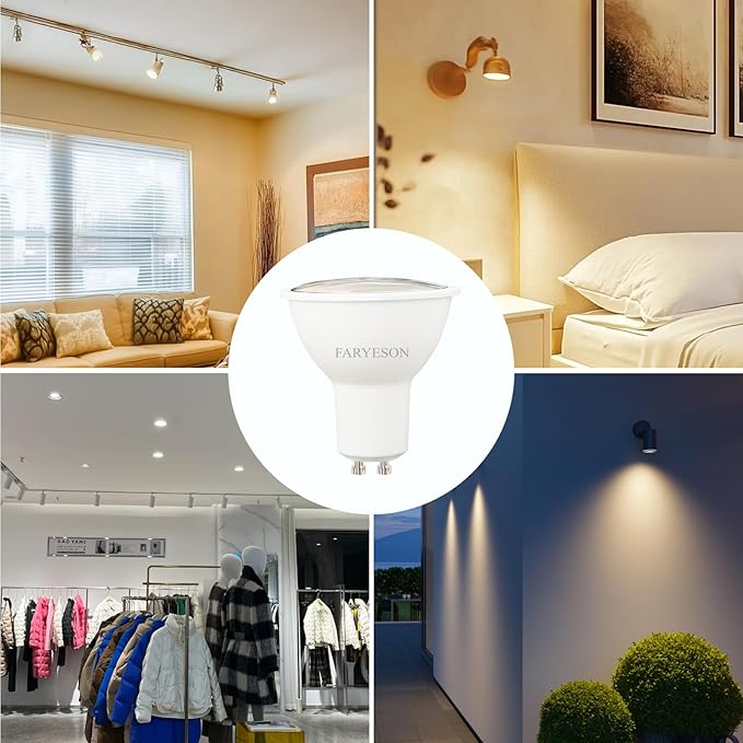 GU10 LED Light Bulbs - 5W Energy-Efficient, 700 Lumens Warm White (3000K), Non-Dimmable, 110° Flood Beam, Ideal Replacement for Halogen Bulb in Recessed & Track Lighting, 6-Pack