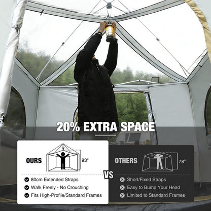 REDCAMP Canopy Camping Tent for Pop Up Canopy Tent, Inner Tent with Mesh Window, Converts Straight Leg 10'x10' or 10'x20' Canopy into Camping Tent, Fits 4-6 Person, Khaki(Frame/Shelter NOT Included)