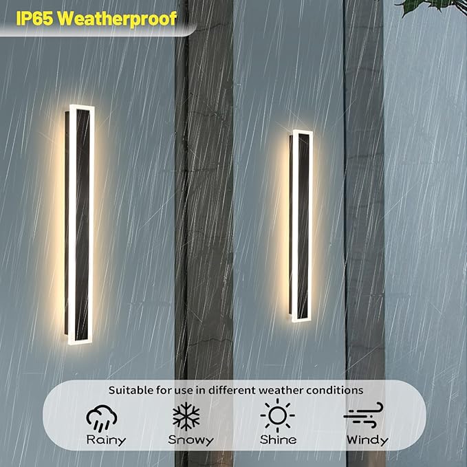 Modern Wall Lights Outdoor, 24 Inch Outdoor Wall Sconce Dimmable 3000K-6000K Modern Exterior Lights IP65 Waterproof Exterior Long Wall Light for Doorway Porch Stairway Patio