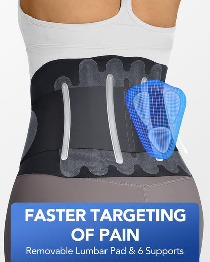 Fitomo 0.5mm Ultra Thin Back Brace for Women Men, 3D Lumbar Pad, Seamless Yoga Fabric, Lightweight Back Brace for Lower Back Pain Relief, Sciatica, Posture, Lifting, Wearg Under Clothes, Black, S