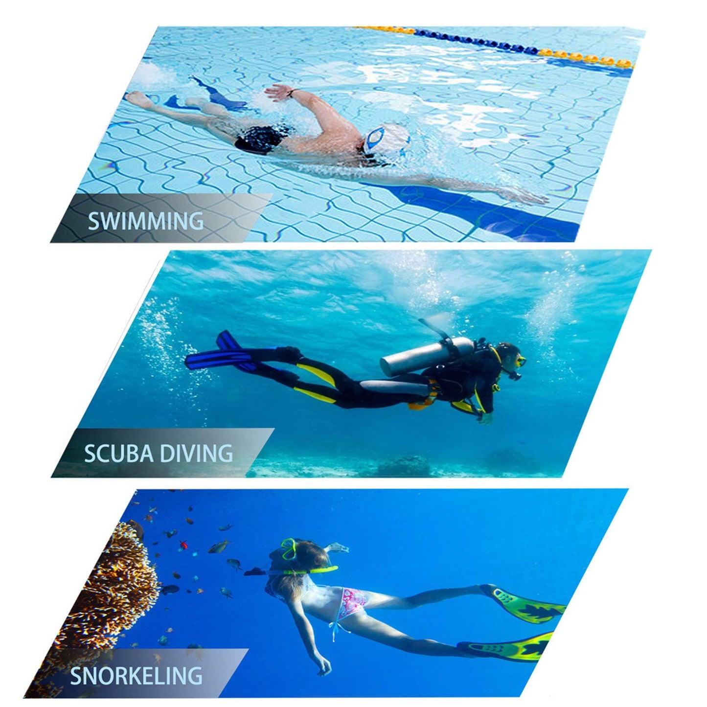DIPUKI Snorkeling Gear for Adults Snorkel mask Set Scuba Diving mask Dry Snorkel Swimming Glasses Swim Dive mask Nose Cover Youth Diving (Blue+Yellow（2 Pack）)