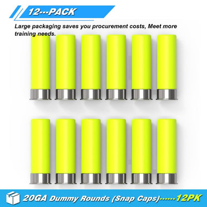 Artemis 20GA Snap Caps Dummy Rounds - Closed Weight & Precise Size for Safe Firearm Training, Fault Diction Test and Dry Fire Practice 12 Pack