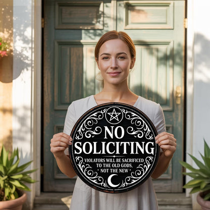 Gothic Gifts No Soliciting Sign for House Front Door, Witchy Gift No Soliciting Sign for Halloween
