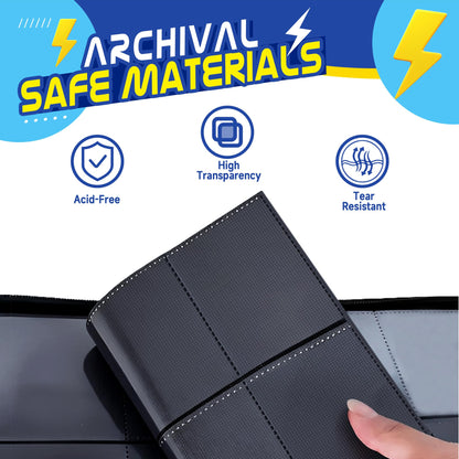 Trading Card Binder 4 Pocket,400 Pocket Card Collection Binder with 50 Removable Sleeves,PU Waterproof Top Card Book,3-Ring Zipper Collectible Trading Card Album for MTG/TCG/Card Holder Gift(Blue)