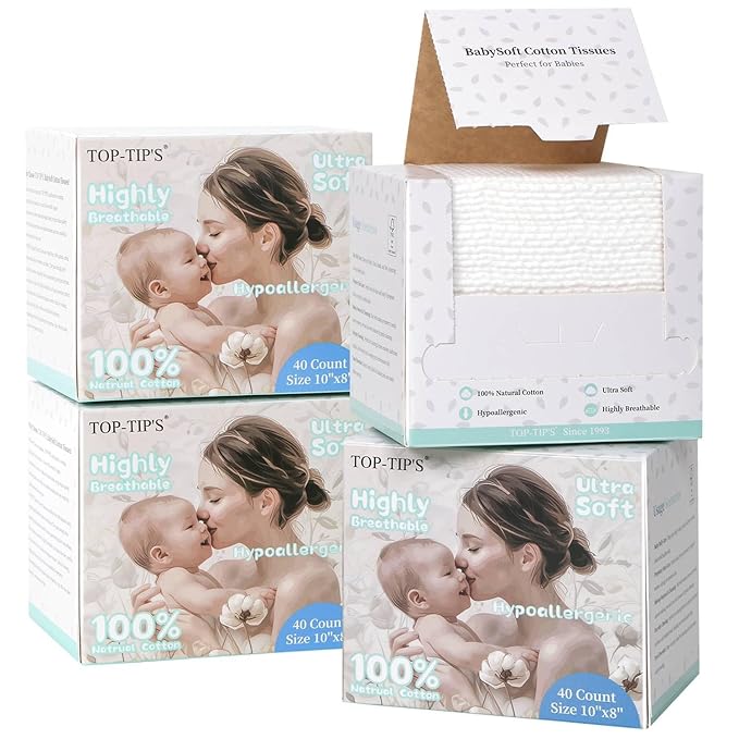 Disposable Face Towel 4 Boxes, 100% Pure Cotton, Soft & Skin Friendly Face