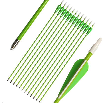 PANDARUS Youth Safetyglass Arrows 28" Fiberglass Archery 26" Target Practice Arrows(Pack of 12) (28 inch Green)