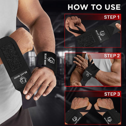 TECEUM Weightlifting Wrist Wraps with Thumb Loop – Black – Arms on Fire – 12 inch – Heavy-Duty Workout Wrist Support & Protection – Ideal for Powerlifting, Strength Training, Bodybuilding