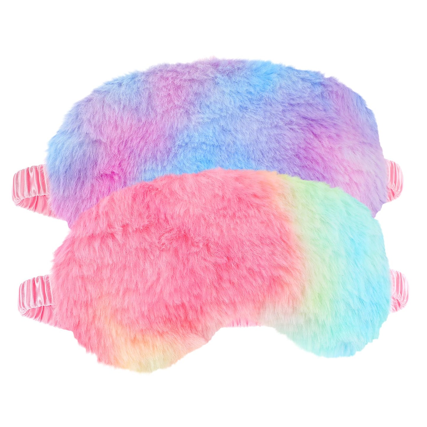 2 Pack Plush Sleeping Eye Mask Soft Plush Eye Mask Fuffy Eye Cover Comfortable Sleep Mask Blindfold Rainbow Faux Fur Eye Shade for Women, Men and Kids Travel Nap Sleeping 565488_2_3pL1H9vJ3