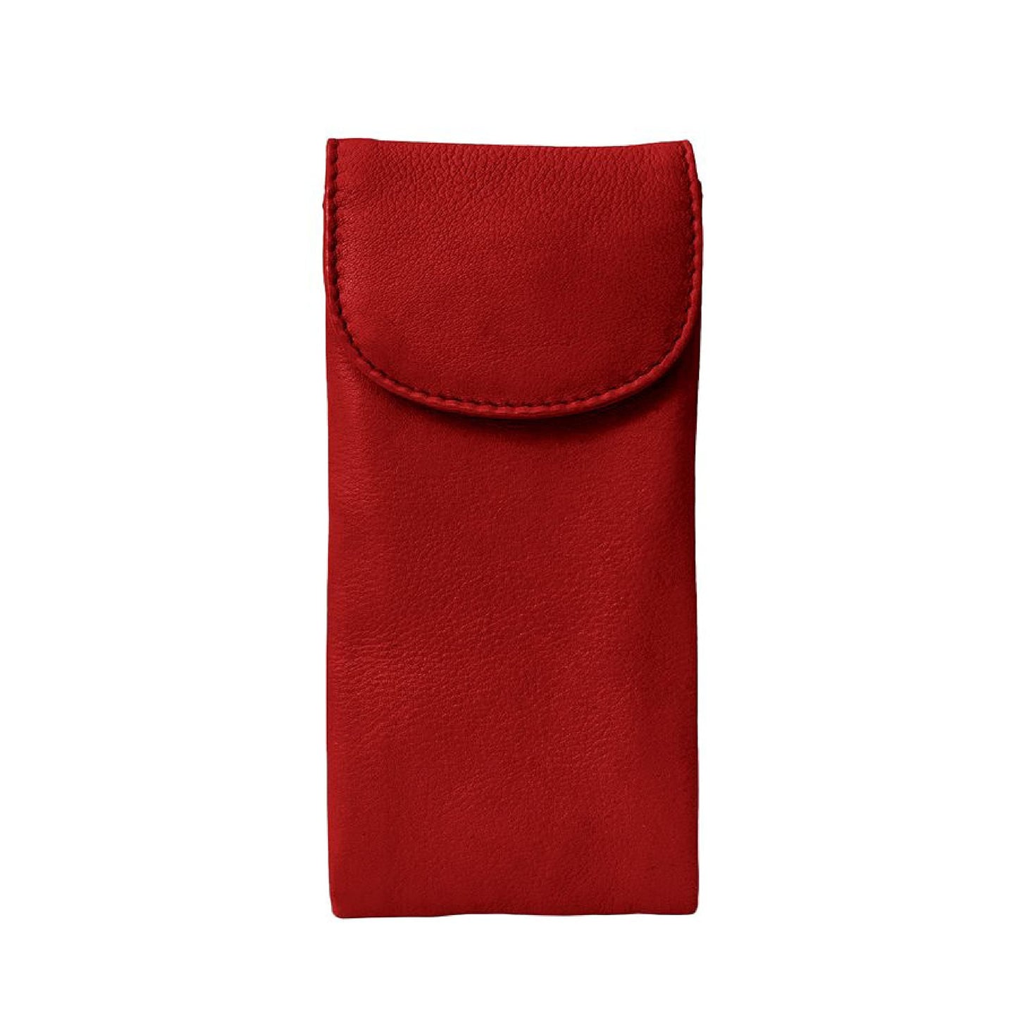 ili New York Double Flap Leather Eyeglass Case, Soft 2-in-1 Dual Glasses Pouch for Sunglasses and Reading Glasses for Men and Women, Red